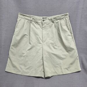 IZOD Mens Pleated Dress Shorts Khaki Tan Old Money Style Size 36